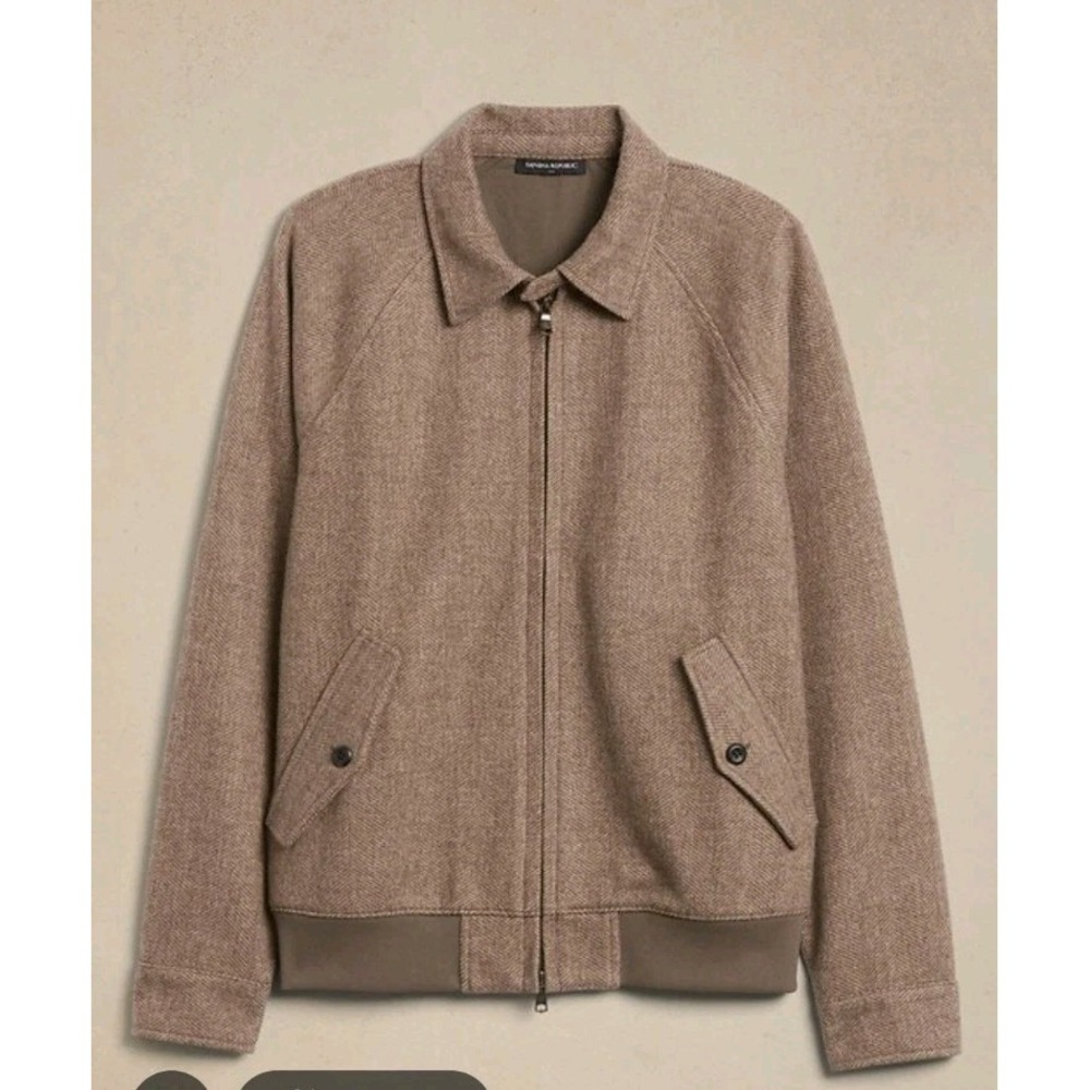 Banana Republic Mid-weight Melton Full Zip Jacket Grandpa Retro 90's Brown XL